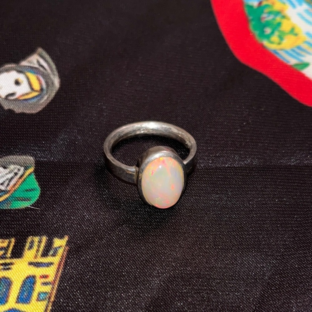 Sterling Silver Opal Oval Ring - image 2